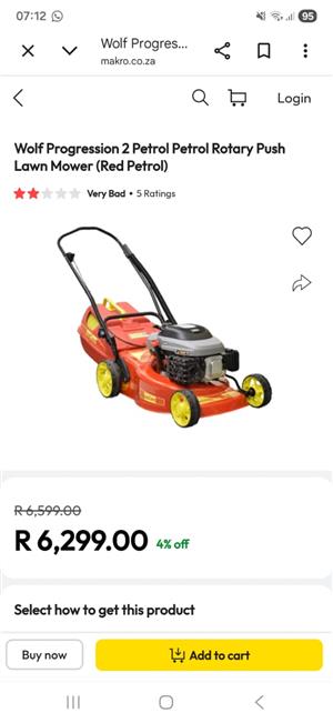 Petrol wolf lawnmower good condition