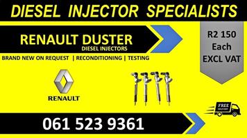 Renault Duster diesel injectors for sale on service exchange or recon. 