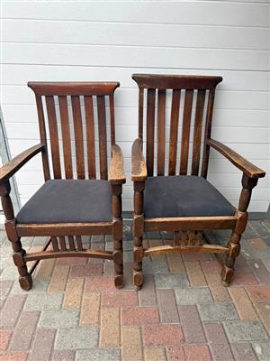 Antique solid oak carver chairs