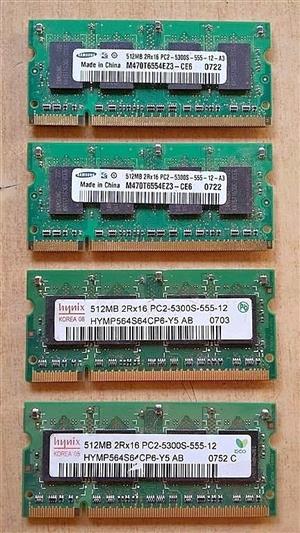 4 X 512mb DDR2 laptop memory.