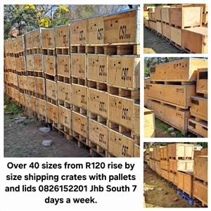 Shipping Crates over 40 sizes, Wood & Plastic Pallets & Used office furniture 