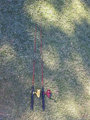 Red kids fishing rod and 1 for parts