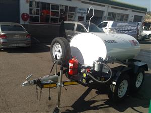 1000L STAINLESS STEEL DIESEL TANKER DOUBLE AXLE BRAKED 14"