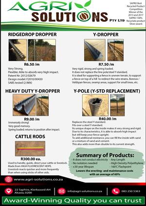 Plastic fence droppers and Y-Poles