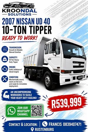 2007 Nissan UD 40 10 cube tipper truck