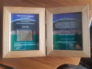 MANCHESTER UNITED LIMITED EDITION 1999 TREBLE TURF FROM OLD TRAFFORD IN A BOX.