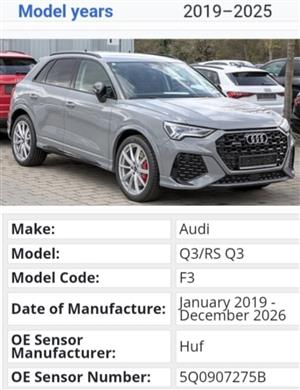 Audi Q3 RSQ3 TPMS tyre pressure monitor sensors and valves 