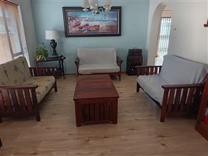 4 Piece 6 Seater Teak Patio Lounge Set
