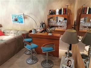 Bar and wall display shelf/ wood with glass  shelf 