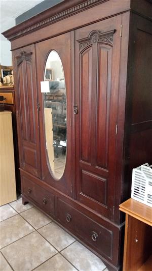 Vintage/Antique Solid Imbuia 3 Door Wardrobe.