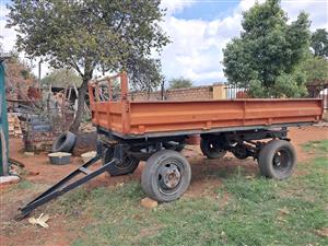 Four wheel farm trailer,  heavy duty.