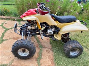 Sam and Dinly quad stripping for spares. Meyerton bike scrapyard new and secondhand spares. Andre