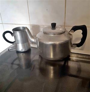 Vintage kettle and milk jug no holes or dents both