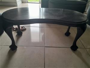 Imbuia coffee table bean shaped