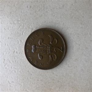 Rare two pence coin from the '70s