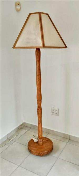 Wooden standard lamp