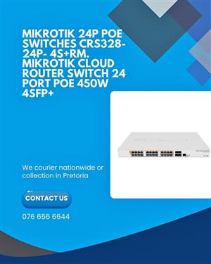 MikroTik 24P POE SWITCHES CRS328-24P-4S+RM MIKROTIK CLOUD ROUTER SWITCH 24 PORT POE 450W 4SFP+