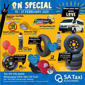 ON SPECIAL - SA Flag Sticker  Kit - SA Taxi Auto Parts