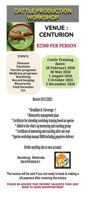 Certified Cattle & Dairy production workshops