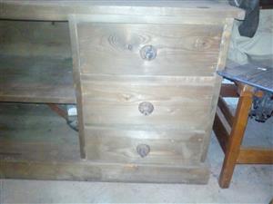 Rustic Looking TV Cabinet, with sleeper bolt handles