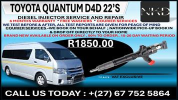 Toyota Quantum D4D 22'S Diesel Fuel Injectors 