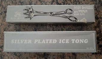 TWO SILWER PLATED ICE TONGS