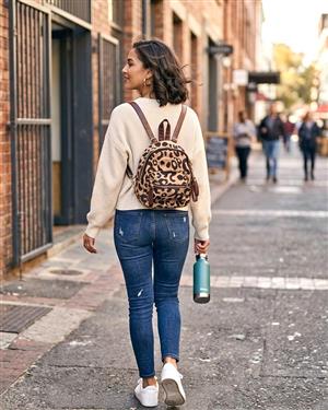 Leopard Print Canvas Mini Backpack | Small Travel Bag - NEW