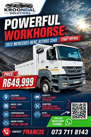 2012 Mercedes Bentz Axor 3340 10 ton tipper