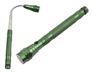 Fancy Magnetic, Flexi-Telescopic, Bendable Pick-Up-Tool LED Torch Metallic Green Brand NEW