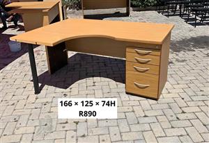 OFFICE LSHAPE DESK WITH DRAWER CABINET