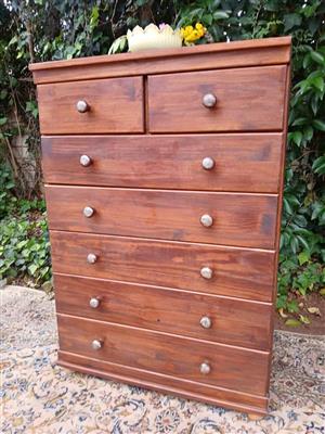 Vintage Walnut Tallboy Chest of Drawers