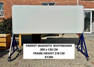 X LARGE PARROT MAGNETIC WHITEBOARD ON CASTER WHEELS