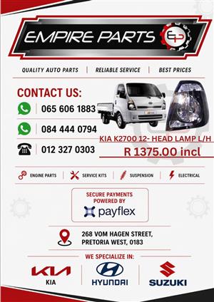 KIA K2700 2012- LEFT HAND HEAD LAMP BLACK NEW FOR SALE