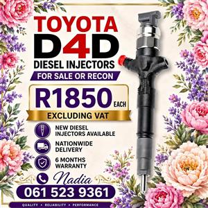 TOYOTA D4D DIESEL INJECTORS FOR SALE OR RECON.