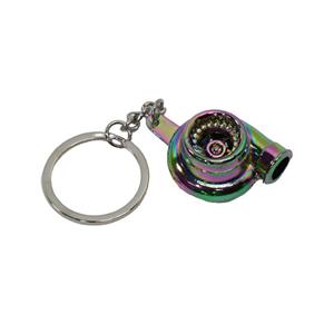 Keyring with anodized rainbow colour turbocharger