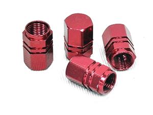 Anodized Red Metal Wheel Valve Caps (set)