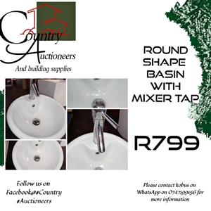 Round shape basin with mixer tap