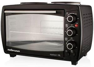 Mellerware Mini Oven With 2 Hotplates Stainless Steel Black 18L 2400W 
