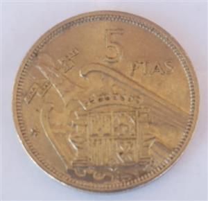 RARE 5 PESETA 1957  - Spanish Coin 