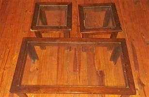 Wood and Glass coffee table set Urgent Sale - Price Negotiable