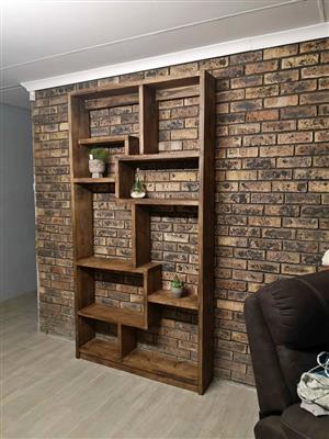 Solid Imbuia Stained Wooden Bookshelf