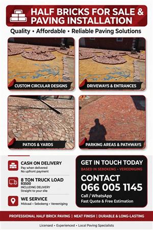 Cobble half bricks for paving and rejected clay building full bricks for sale 