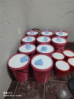 Washing Powder 5L bucket is R85 and 20L bucket 