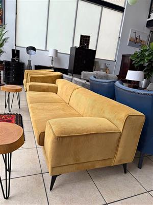 Mustard Corduroy 4 Seater Sofa – Modern Retro Style