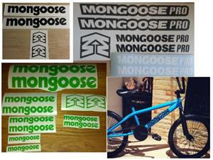 Mongoose bicycle frame stickers decals vinyl cut graphics