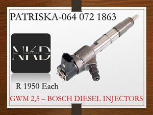 GWM 2,5 BOSCH DIESEL INJECTORS FOR SALE OR TO RECON