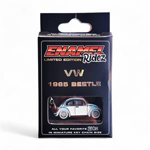 VW 1965 Beetle Blue & White - Die-Cast Enamel Keychain