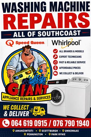 Washing machine Repairs Southcoast KZN. Speed Queen,  Whirlpool,  Defy , Samsung