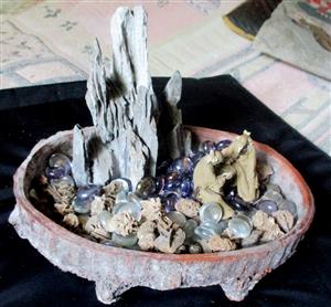 Miniature Asian baked clay decor