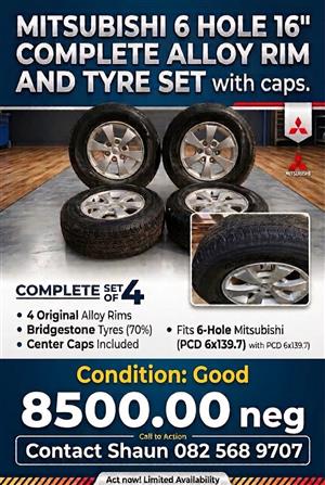 Original Mitsubishi alloy 16”inch rims 6H and Bridgestone tyre set 245/70 R16